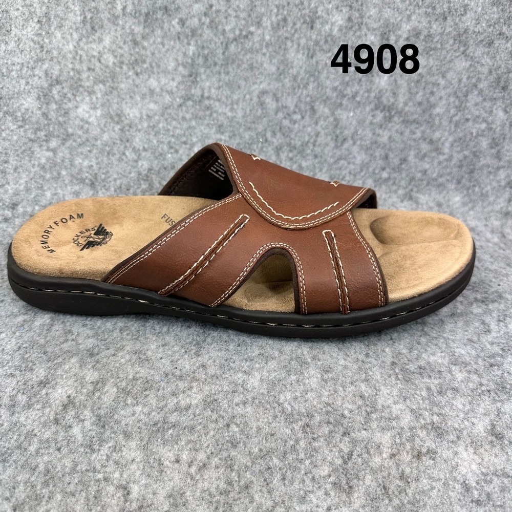 Dockers Sunland Mens Size 12 Chestnut Memory Foam Slide Sandals Casual Shoes New